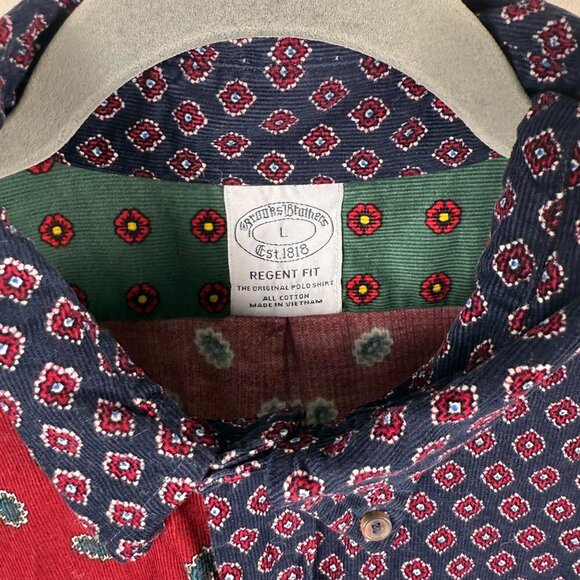 Brooks Brothers Corduroy Patchwork Pinwale Floral Print Large - Picture 2 of 6